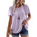 Falechay Womens Summer Tops Flowy Boho Shirts Dressy Casual Short Sleeve