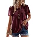 Falechay Womens Summer Tops Flowy Boho Shirts Dressy Casual Short Sleeve