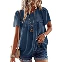 Falechay Womens Summer Tops Flowy Boho Shirts Dressy Casual Short Sleeve