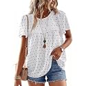 Falechay Womens Summer Tops Flowy Boho Shirts Dressy Casual Short Sleeve