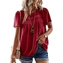 Falechay Womens Summer Tops Flowy Boho Shirts Dressy Casual Short Sleeve