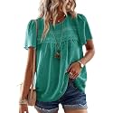 Falechay Womens Summer Tops Flowy Boho Shirts Dressy Casual Short Sleeve