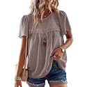 Falechay Womens Summer Tops Flowy Boho Shirts Dressy Casual Short Sleeve