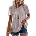 Falechay Womens Summer Tops Flowy Boho Shirts Dressy Casual Short Sleeve