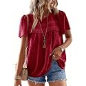 Falechay Womens Summer Tops Flowy Boho Shirts Dressy Casual Short Sleeve