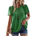 Falechay Womens Summer Tops Flowy Boho Shirts Dressy Casual Short Sleeve