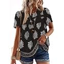 Falechay Womens Summer Tops Flowy Boho Shirts Dressy Casual Short Sleeve