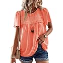 Falechay Womens Summer Tops Flowy Boho Shirts Dressy Casual Short Sleeve