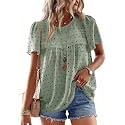 Falechay Womens Summer Tops Flowy Boho Shirts Dressy Casual Short Sleeve