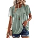 Falechay Womens Summer Tops Flowy Boho Shirts Dressy Casual Short Sleeve