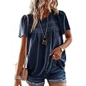 Falechay Womens Summer Tops Flowy Boho Shirts Dressy Casual Short Sleeve