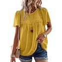 Falechay Womens Summer Tops Flowy Boho Shirts Dressy Casual Short Sleeve