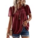 Falechay Womens Summer Tops Flowy Boho Shirts Dressy Casual Short Sleeve