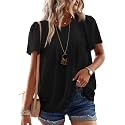 Falechay Womens Summer Tops Flowy Boho Shirts Dressy Casual Short Sleeve