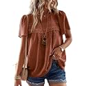 Falechay Womens Summer Tops Flowy Boho Shirts Dressy Casual Short Sleeve
