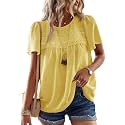 Falechay Womens Summer Tops Flowy Boho Shirts Dressy Casual Short Sleeve