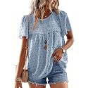 Falechay Womens Summer Tops Flowy Boho Shirts Dressy Casual Short Sleeve