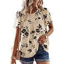 Falechay Womens Summer Tops Flowy Boho Shirts Dressy Casual Short Sleeve