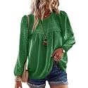Falechay Womens Tops Flowy Boho Dressy Casual Lace Cute Long Sleeve Shirts