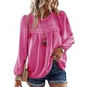Falechay Womens Tops Flowy Boho Dressy Casual Lace Cute Long Sleeve Shirts
