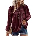 Falechay Womens Tops Flowy Boho Dressy Casual Lace Cute Long Sleeve Shirts