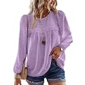 Falechay Womens Tops Flowy Boho Dressy Casual Lace Cute Long Sleeve Shirts