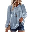 Falechay Womens Tops Flowy Boho Dressy Casual Lace Cute Long Sleeve Shirts