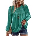 Falechay Womens Tops Flowy Boho Dressy Casual Lace Cute Long Sleeve Shirts