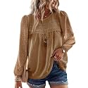 Falechay Womens Tops Flowy Boho Dressy Casual Lace Cute Long Sleeve Shirts