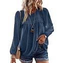 Falechay Womens Tops Flowy Boho Dressy Casual Lace Cute Long Sleeve Shirts