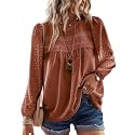 Falechay Womens Tops Flowy Boho Dressy Casual Lace Cute Long Sleeve Shirts