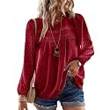 Falechay Womens Tops Flowy Boho Dressy Casual Lace Cute Long Sleeve Shirts