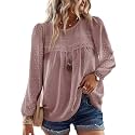 Falechay Womens Tops Flowy Boho Dressy Casual Lace Cute Long Sleeve Shirts
