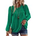 Falechay Womens Tops Flowy Boho Dressy Casual Lace Cute Long Sleeve Shirts
