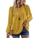 Falechay Womens Tops Flowy Boho Dressy Casual Lace Cute Long Sleeve Shirts