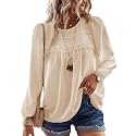Falechay Womens Tops Flowy Boho Dressy Casual Lace Cute Long Sleeve Shirts