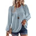 Falechay Womens Tops Flowy Boho Dressy Casual Lace Cute Long Sleeve Shirts