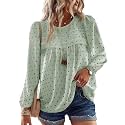 Falechay Womens Tops Flowy Boho Dressy Casual Lace Cute Long Sleeve Shirts