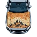 Fall Black Cat Print Car Hood Cover Protector 59×39 Inch Stretchable Auto Hood Wraps Waterproof Halloween Automotive Exterior Accessories for Most SUV Sedans Trucks