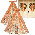 Fall Bows for Wreaths, 2Pcs Fall Ribbon for Front Door,Clip-On Wreath Sash Ribbons for Thanksgiving Autumn Decor 27.5x8.6 Inch