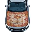 Fall Cross Maple Wooden Print Car Hood Cover Protector 59×39 Inch Stretchable Auto Hood Wraps Waterproof Halloween Automotive Exterior Accessories for Most SUV Sedans Trucks