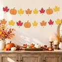 Fall Decorations,Thanksgiving Pumpkin Maple Leaf Glitter Banner