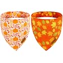 Fall Dog Bandanas - 2 Pack Thanksgiving Dog Bandana with Snap Button | Reversible Pumpkin Pet Scarf for Boy & Girl | Premium Durable Fabric | Holiday Bandana for Medium and Large Dogs (Large)