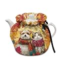 Fall Dog Cat Insulation Cotton Autumn Warm Kettle Cover Breakfast Tea Pot Cover Kitchen Tea Pot Dust Cover with Elastic Band Kitchen Coffee Table Thanksgiving Decorative Accessories