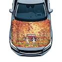 Fall Dog Pumpkin Print Car Hood Cover Protector 59×39 Inch Stretchable Auto Hood Wraps Waterproof Halloween Automotive Exterior Accessories for Most SUV Sedans Trucks
