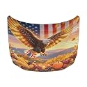 Fall Harvest Eagle USA Flag Print Car Hood Cover Protector for SUV Sedans Trucks 59×39 Inch Stretchable Car Hood Wrap Blankets Waterproof Sun Proof Auto Patriotic Decorations