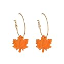 Thanksgiving Fall Earrings for Women, Orange Crystal Maple Leaf Dangles