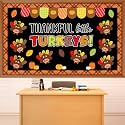 Fall Leaf Pumpkin Bulletin Board Set Thanksgiving Little Turkeys Classroom Decoration Fall Leaves Pumpkin Thankful Fat Turkey Cutouts for Autumn Thanksgiving Home School Chalkboard Wall Door Supplies