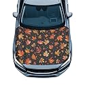 Fall Maple Heart Dot Print Car Hood Cover Protector 59×39 Inch Stretchable Auto Hood Wraps Waterproof Halloween Automotive Exterior Accessories for Most SUV Sedans Trucks