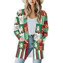 Fall Maple Leaf Cardigan Sweaters for Women Long Sleeve Cardigan Soft Drape Open Front Dusters V-Neck Jackets Dressy